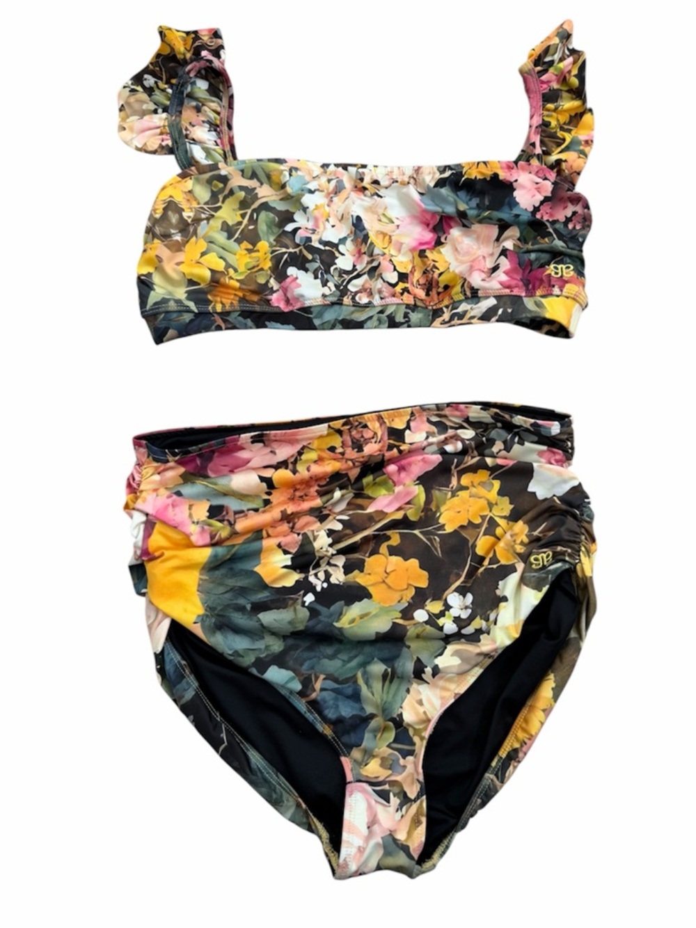 Albion Fit Floral High-Waist Bikini Set with Ruffled Straps